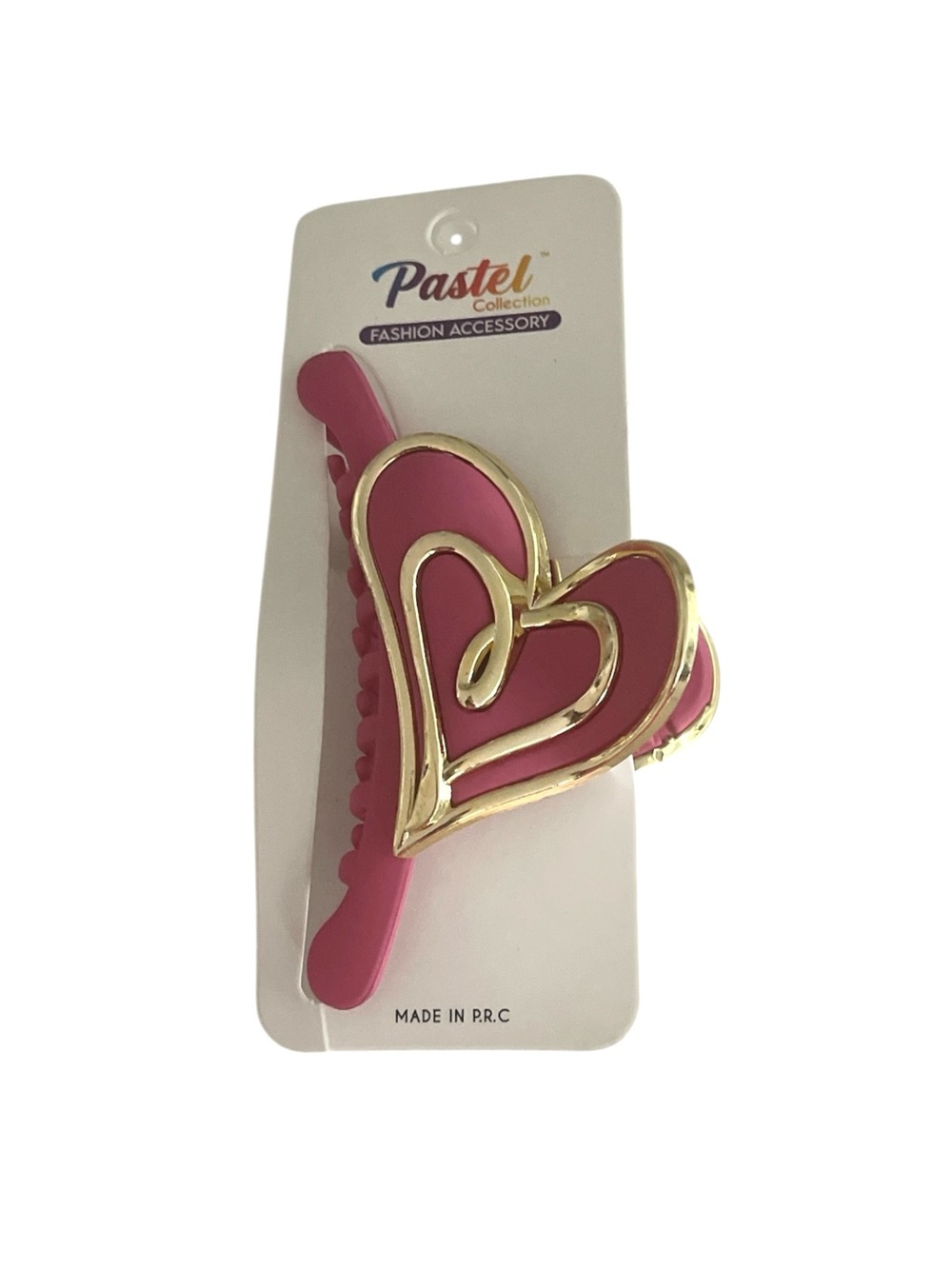 DARK PINK DOUBLE HEART SWEET LOVE CLAW HAIR CLIP